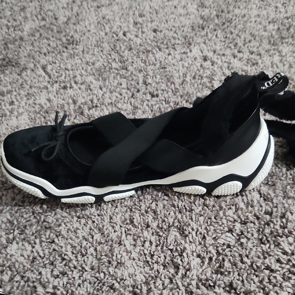 RED Valentino Black and White Chunky Sole Tie Ankle Ballerina Casual Sneakers - Picture 4 of 5